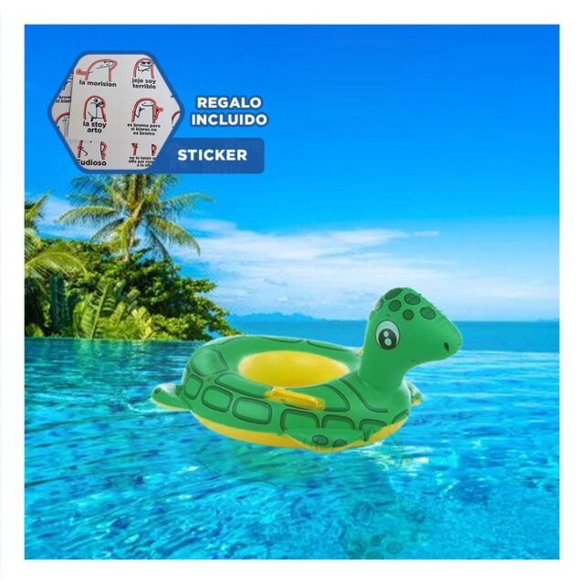 Flotador Tortuga con Asas para Uso Recreativo Familiar Color Verde Y+Regalo Sticker