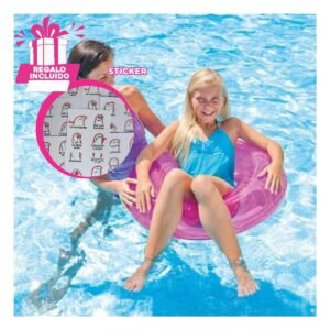 Flotante Transparente Rosado Inflable para Piscina Hogar Casa Verano Y+Regalo Sticker