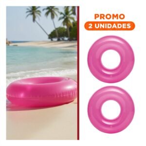 Pack2 Elemento Transparente Rosado Flotante Inflable para Piscina Hogar Casa