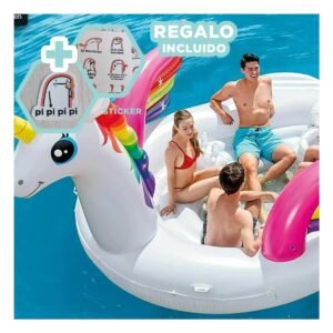 Flotador Tipo Bote con Diseno Unicornio para Diversion Acuatica Y+Regalo Sticker