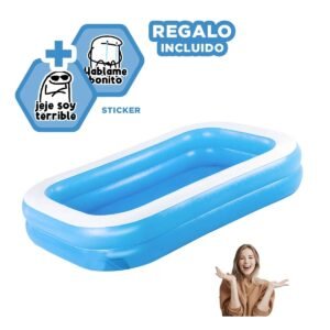 Piscina Rectangular 203x152x48cm de Material Resistente para Entretenimiento Y+Regalo Sticker