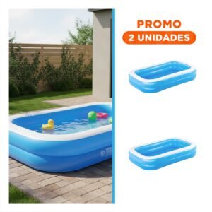 Pack2 Centro Acuatico Rectangular 203x152x48cm con Diseno de Verano para Pequenos Nadadores