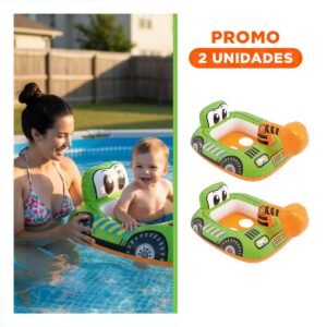 Pack2 Flotador con Forma de Excavadora Verde Inflable para Niños Piscina Portatil Divertido