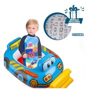 Inflable para Niño con Diseño de Tractor Celeste para Diversion Acuatica Y+Regalo Sticker