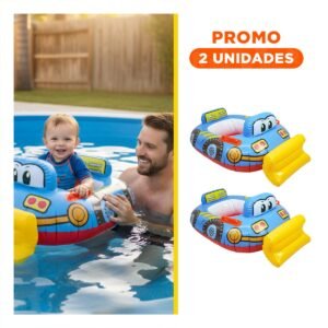 Pack2 Flotador Carros Infantil con Forma de Tractor Celeste para Piscina y Diversion