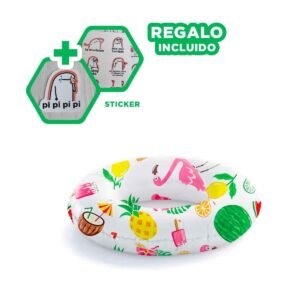 Rueda Inflable de 61 cm con Estampado de Frutas para Piscina y Verano Y+Regalo Sticker