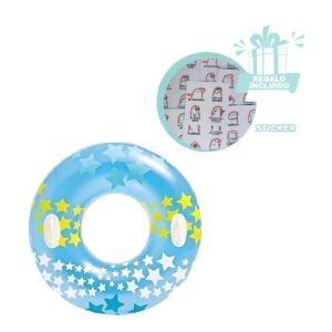 Rueda Inflable Celeste con Asa y Estrella para Piscina Familiar y Diversion Y+Regalo Sticker