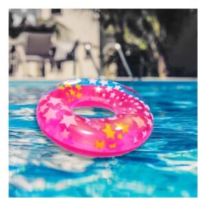 Flotador Rosado Tipo Aro con Asa y Dibujos de Estrella para Piscina y Verano