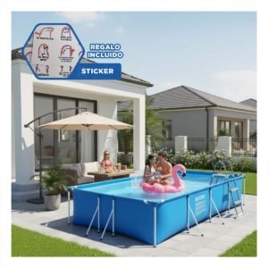 Piscina Rectangular con Laterales Resistentes y Buena Profundidad Y+Regalo Sticker