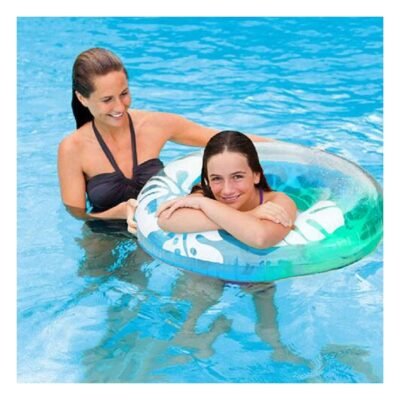 Flotador Tipo Aro Celeste de 91 cm con Diseno de Algas y Flores para Piscina