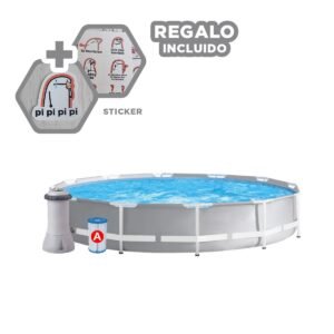 Piscina Exterior con Diseno Redondo y Laterales Resistentes Y+Regalo Sticker