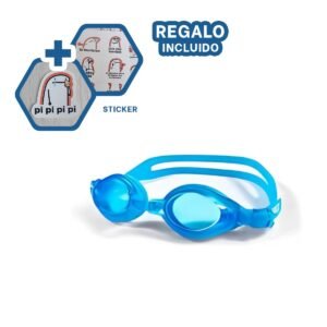 Kit de Lentes y Gorro de Natacion Celeste para Entrenamiento Acuatico Y+Regalo Sticker