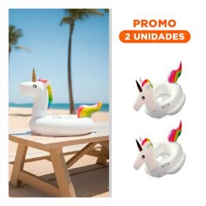 Pack2 Unicornio Inflable con Asa para Piscina y Playa Diseno Colorido para Hogar