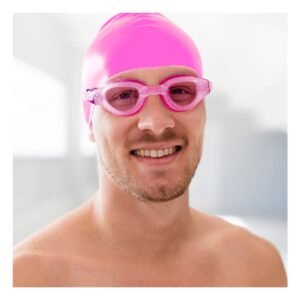 Set de Natacion Rosado con Lentes y Gorro para Uso en Piscina
