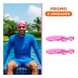 Pack2 Set de Natacion Rosado con Lentes y Gorro para Ajuste Seguro