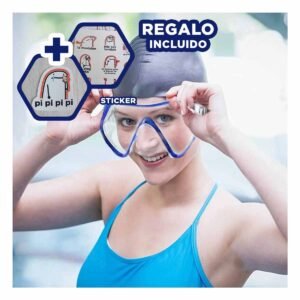Gafas de Buceo Azul con Lente de Vidrio para Actividades Submarinas Y+Regalo Sticker