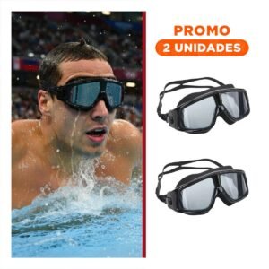 Pack2 Lentes de Natacion con Lente Clara y Campo Visual Amplio para Piscina