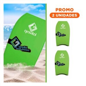 Pack2 Equipo Bodyboard Verde para Playa y Olas con Diseno Deportivo y Resistente