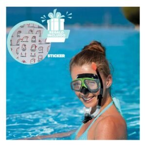 Combo de Buceo 3pcs con Mascara Tubo y Aletas para Actividad Submarina Y+Regalo Sticker