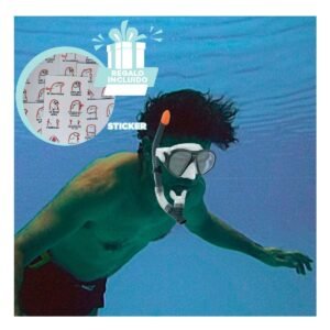 Combo de Buceo 3 Pcs Negro con Mascara Tubo y Aletas para Actividad Submarina Y+Regalo Sticker