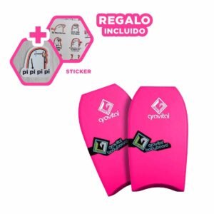 Tabla espuma Bodyboard Fucsia Gravital Alta Calidad Portatil para Olas Y+Regalo Sticker