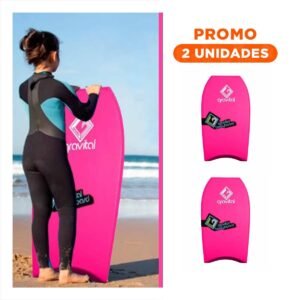 Pack2 Tabla Bodyboard Fucsia Gravital Diseno Portatil y Resistente para Playa