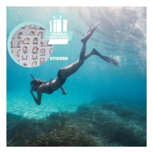 Combo de Buceo 3 Pcs Talla L Negro con Aletas Lentes y Snorkel para Playa Y+Regalo Sticker