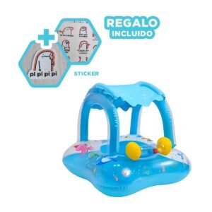 Boya Bebe con Techo para Piscina Hogar Comodo Seguro Color Celeste Y+Regalo Sticker
