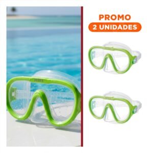 Pack2 Lentes de Natacion Verde Comodos y Livianos para Vacaciones en Piscina