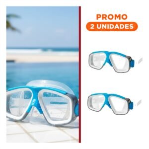 Pack2 Lentes de Natacion Celeste para Ninos con Ajuste Adaptable y Proteccion Ligera