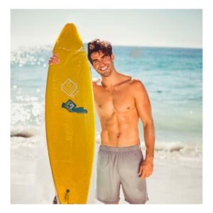 Tabla Surf Longboard para Ninos con Diseno Amarillo y Superficie Resistente