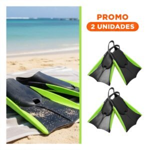 Pack2 Aletas Acuaticas de Caucho Flexible para Entrenamiento y Diversion