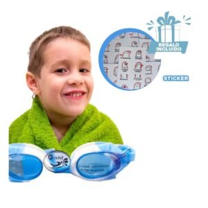 Visor de Natacion Celeste y Blanco para Ninos para Piscina Y+Regalo Sticker