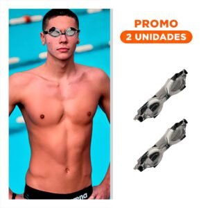Pack2 Gafas de Natacion Negro y Blanco para Ninos con Ajuste Seguro