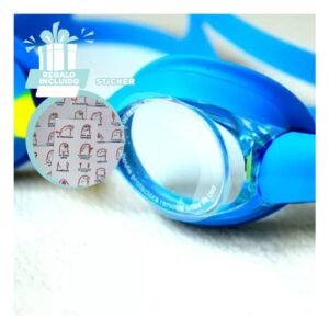 Visor de Natacion Celeste y Amarillo para Ninos Uso en Piscina Y+Regalo Sticker
