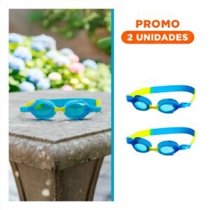 Pack2 Gafas Acuaticas Celeste y Amarillo para Ninos Ajuste Suave