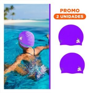 Pack2 Gorro de Natacion para Ninas con Diseno Unicornio Lila