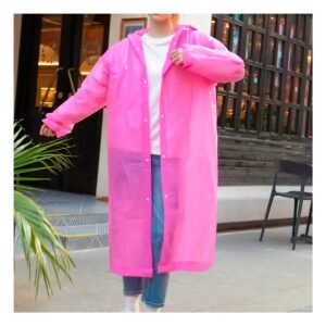 Impermeable para Lluvia Color Rosado con Capucha Ajustable y Comodo