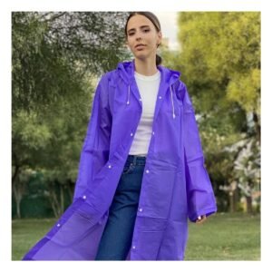 Impermeable para Lluvia Color Morado con Capucha Ajustable y Comodo
