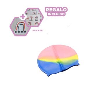 Gorro de Natacion Colorido para Piscina Uso Deportivo Comodidad Total Y+Regalo Sticker