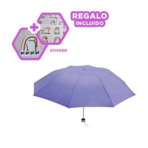Sombrilla Plegable Portatil para Cartera Liviana Color Morado Practica Y+Regalo Sticker