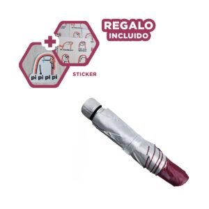 Sombrilla Plegable Portatil para Cartera o Bolsillo Color Rojo Compacta Y+Regalo Sticker