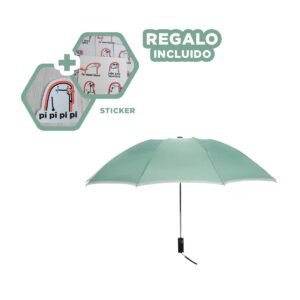 Quitasol Plegable Portatil para Sol y Lluvia en Cartera Color Verde Agua Y+Regalo Sticker