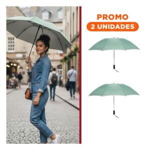 Pack2 Sombrilla Plegable Portatil para Sol y Lluvia Compacta Color Verde Agua