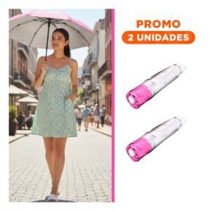 Pack2 Parasol Plegable Portatil para Cartera o Bolsillo Color Rosado Moderno