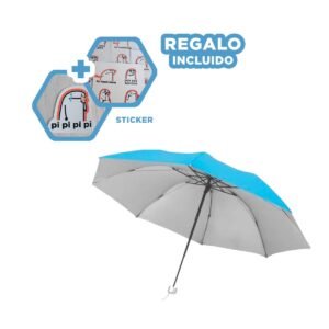Sombrilla Plegable Portatil en Bolsillo Pequeno para Uso Diario Color Celeste Y+Regalo Sticker