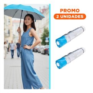 Pack2 Parasol Plegable Portatil en Cartera o Bolsillo para Uso Diario Color Celeste