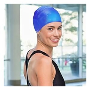 Gorro de Natacion para Ninos con Diseno Azul y Orejeras Comodas