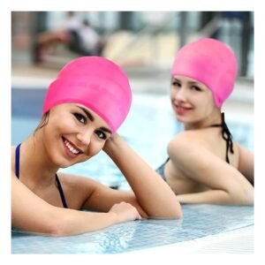 Gorro de Natacion para Ninos con Diseno Rosado y Orejeras Comodas