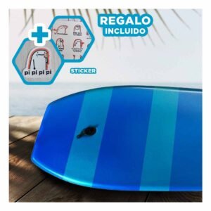 Bodyboard Acuatico 42 Pulgadas Azul con Rayas para Olas con Formato Estable Y+Regalo Sticker